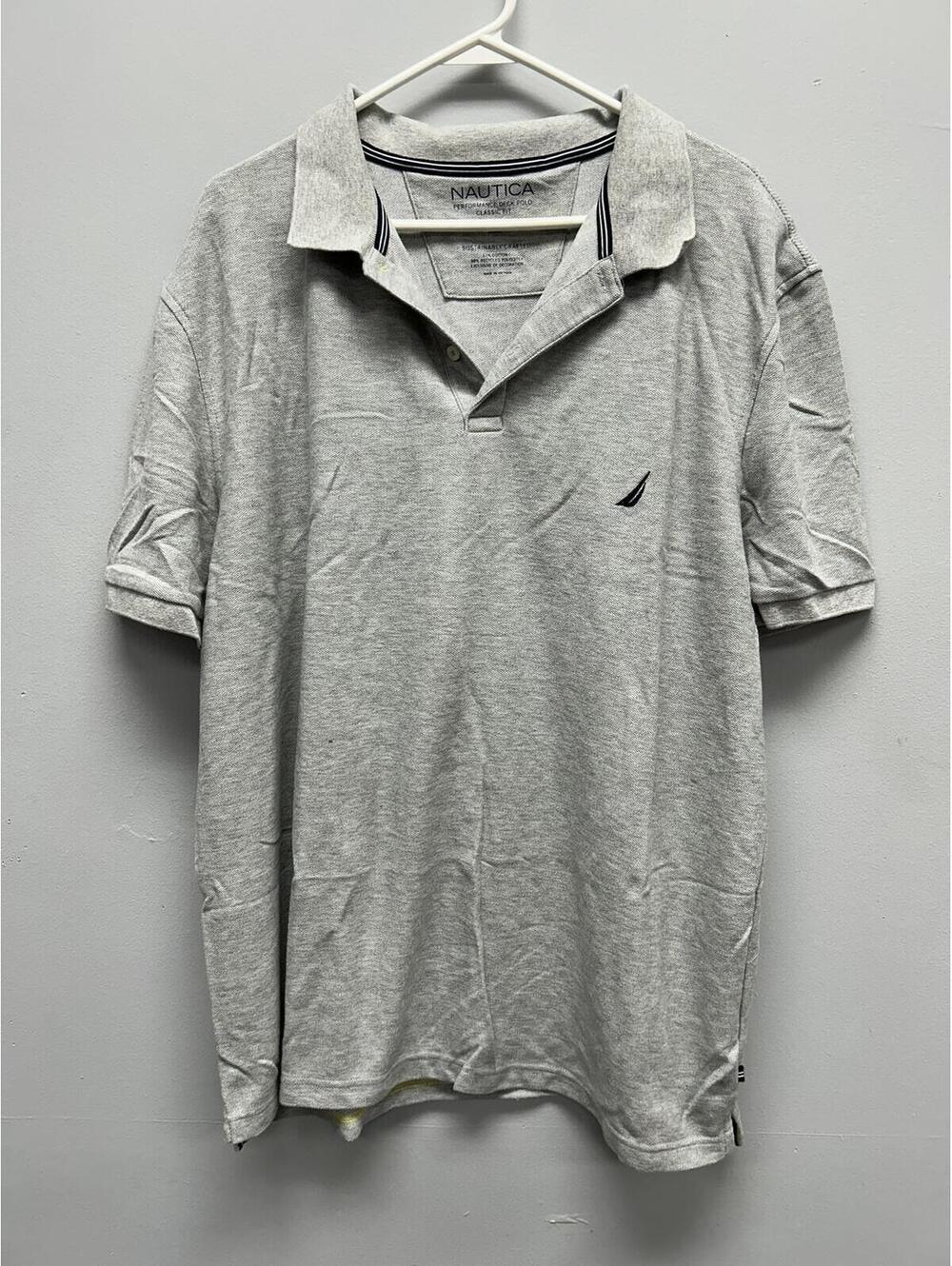 Nautica Classic Fit Performance Deck Polo Shirt Gray